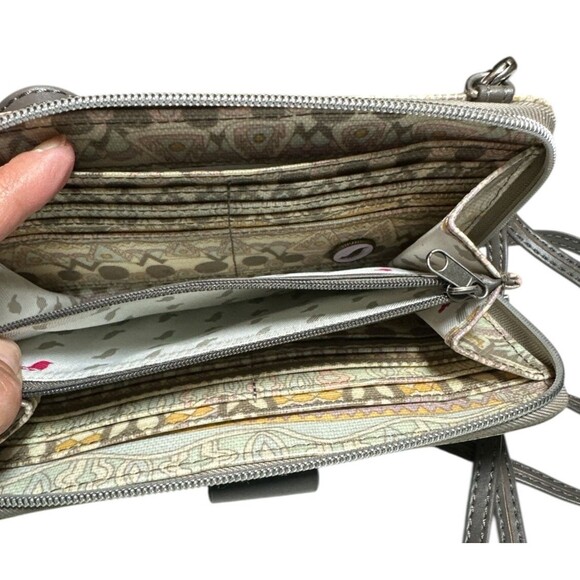 SAKROOTS Foldover Crossbody Wallet Purse Wristlet Pastel One World Coated Canvas - Picture 3 of 3